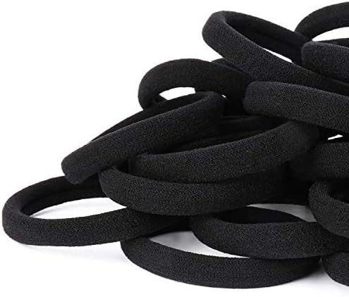 50PCS Black Hair Ties for Women, Cotton Seamless Hair Bands, Elastic Ponytail Holders, No Damage ... | Amazon (US)