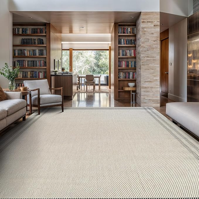 Luul Home Easy Jute Rugs 9x12 Bordered Bone Color Living Room Indoor Outdoor Area Rug for Patio a... | Amazon (US)