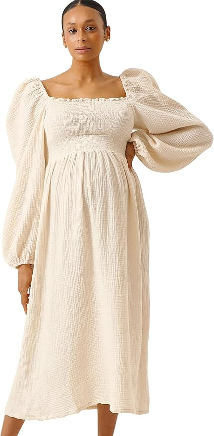 NOTHING FITS BUT Women’s Maternity Dress, Classic Nursing Aoi Dress, Soft Muslin Nursing Dress,... | Amazon (US)