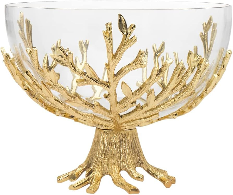 Godinger Decorative Serving Bowl Centerpiece Serveware Golden Branch Glass - 10.5 Inches | Amazon (US)