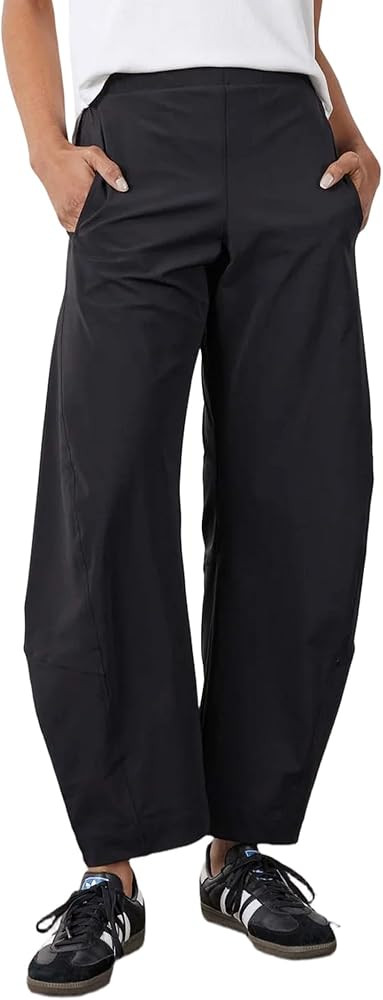 Women Barrel Pants Baggy Wide Leg High Waisted Ankle Pants Summer Lounge Travel Work Trousers wit... | Amazon (US)