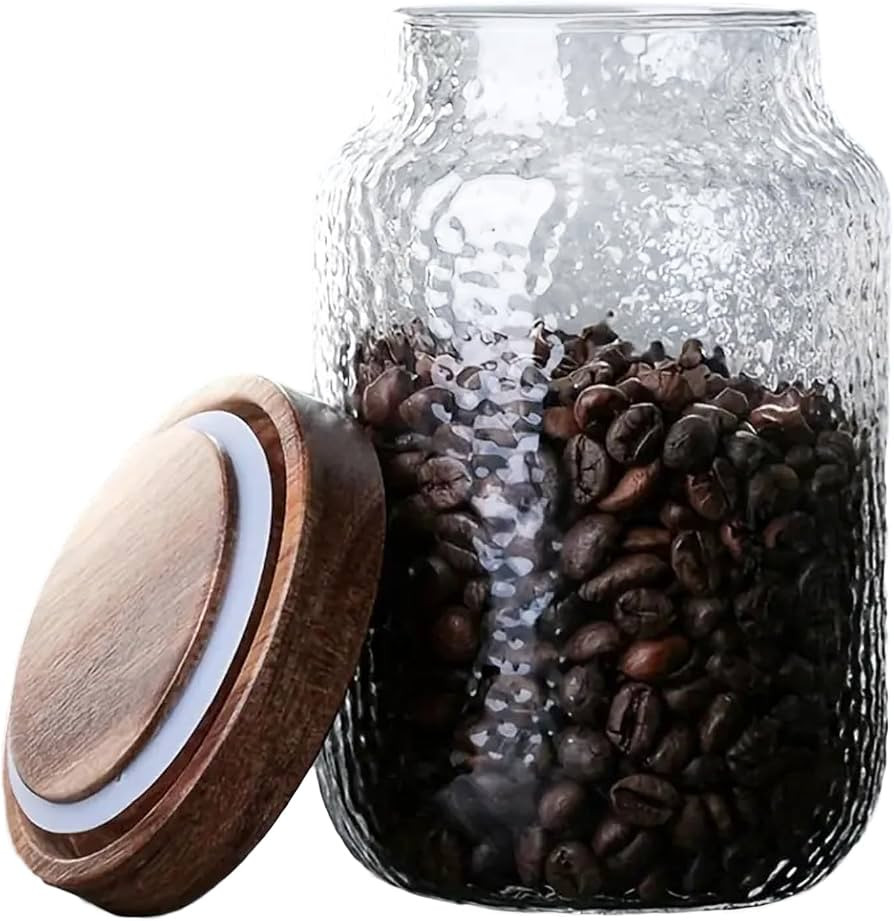 Viovian 24 OZ Glass Coffee Jar with Wooden Lid 700ml Clear Vintage Glass Storage Canister Anti-sl... | Amazon (US)
