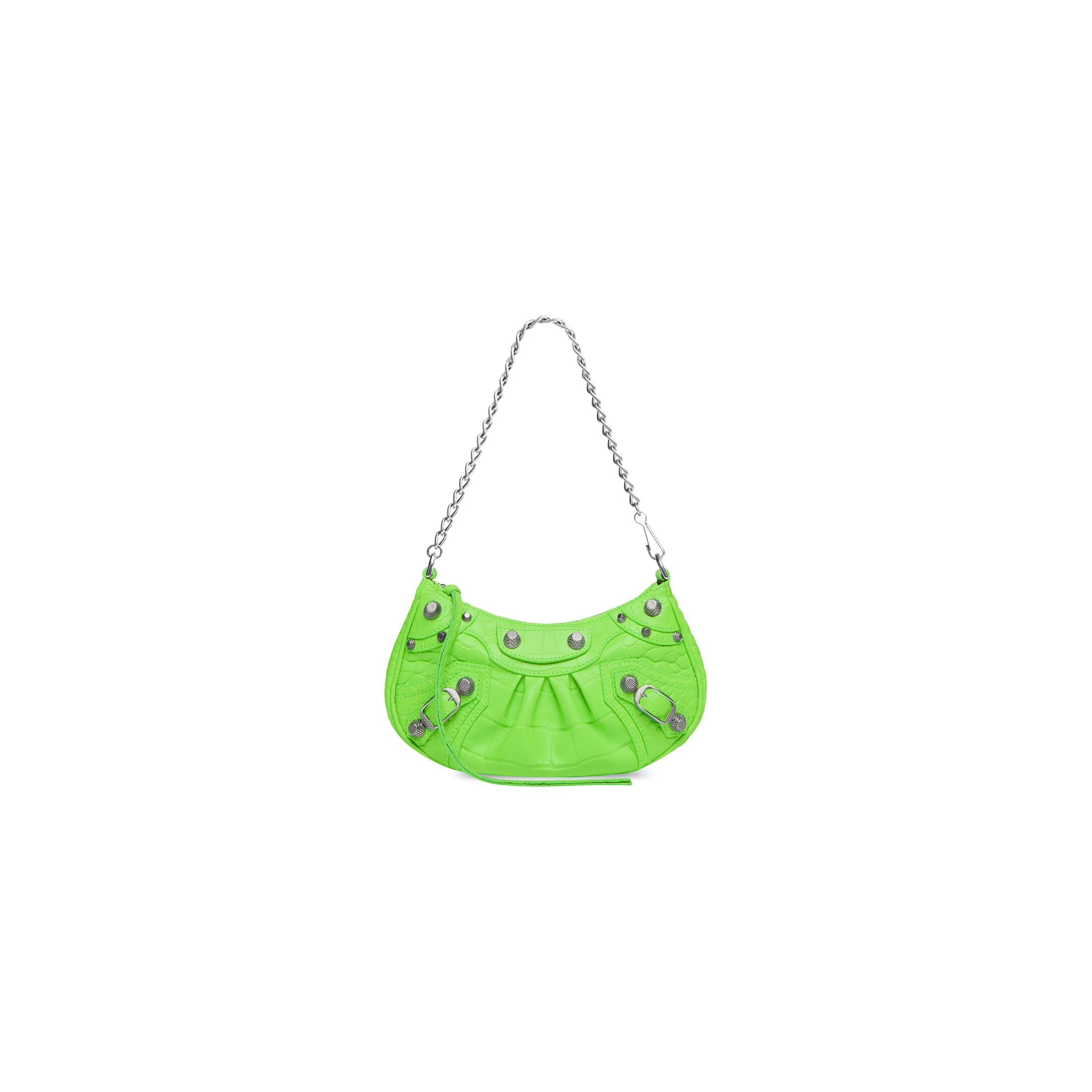 Balenciaga Le Cagole Mini Bag With Chain Crocodile Embossed Green - Women's -Calfskin | Balenciaga