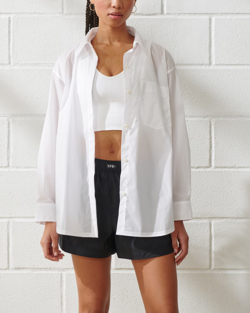 YPB Crinkle Nylon Button-Up Shirt | Abercrombie & Fitch (US)