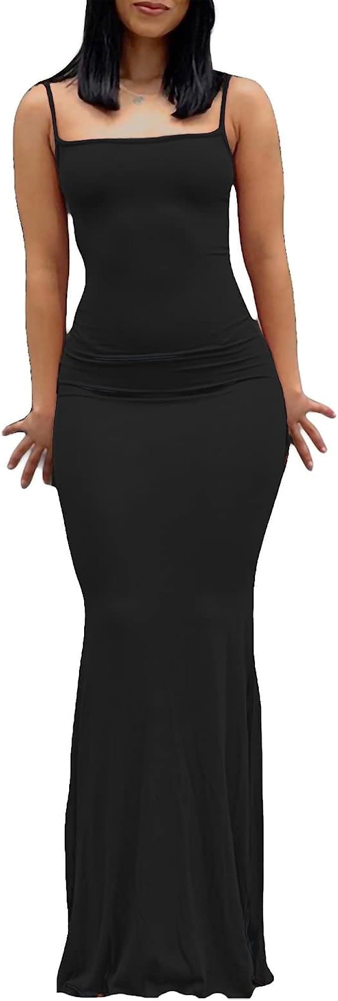 Women Spaghetti Strap Casual Maxi Dresses Sleeveless Cami Dress Party Club Bodycon Dress | Amazon (US)