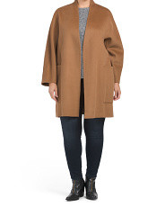 Plus Wool Blend Reversible Collarless Coat | Marshalls
