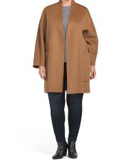 Plus Wool Blend Reversible Collarless Coat | Marshalls