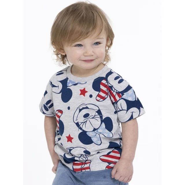 Minnie Mouse Toddler Girls Short Sleeve Americana Crewneck T-Shirt, Sizes 12M-5T | Walmart (US)