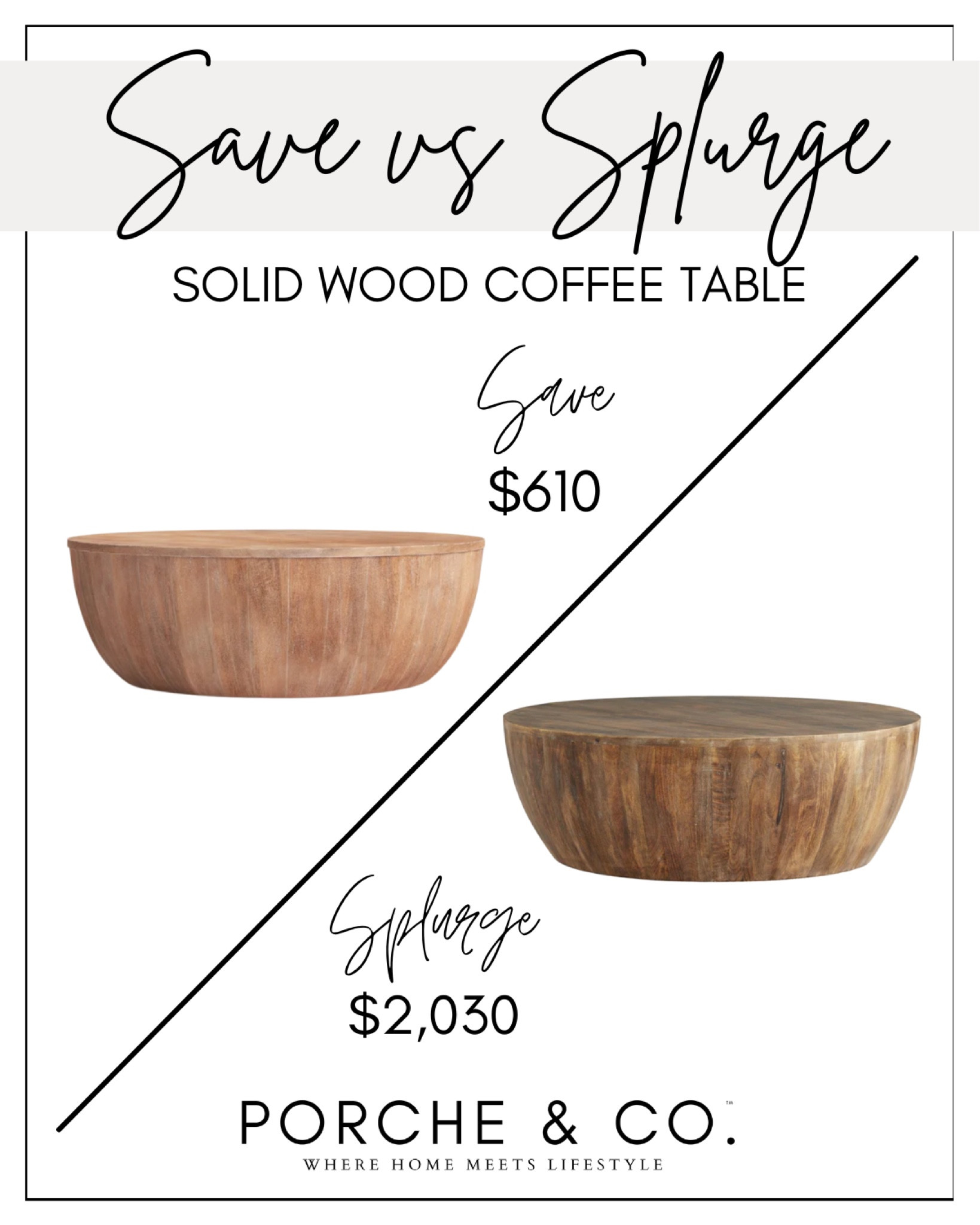 Save and Splurge, Solid Wood Coffee Table, Round Coffee Table, McGee and Co, Wayfair #savevssplurge #decordupes #moodboard

#LTKhome #LTKstyletip