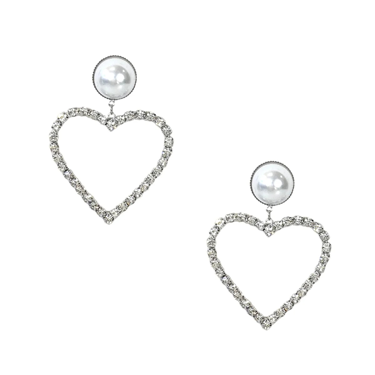 Jewelry Collection Lover Crystal Heart Drop Earrings, Silver - Walmart.com | Walmart (US)