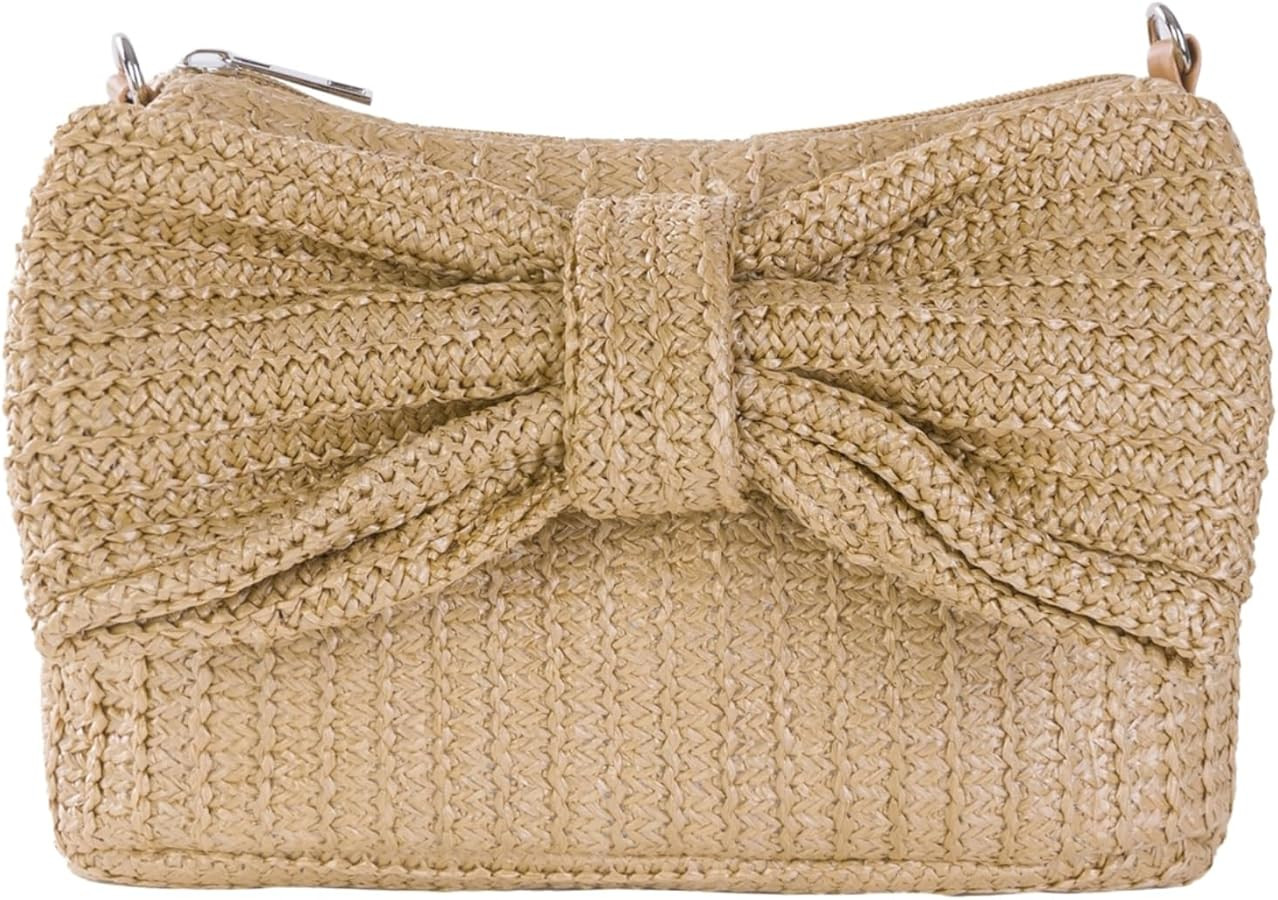 Women Straw Bow Purse Summer Beach Bag Woven Clutch Bag Vacation Tote Party Handbags Wedding Form... | Amazon (US)