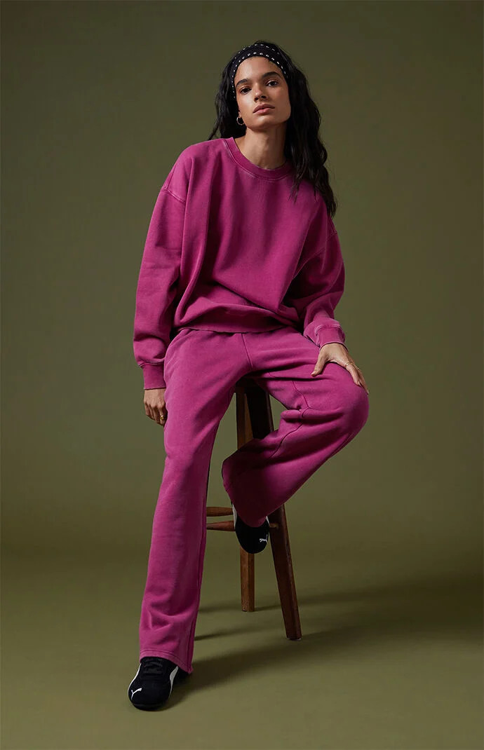 Women's Core Crew Neck Sweatshirt in Berry - Size XXS | PacSun