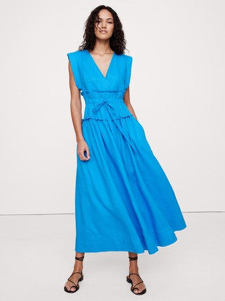 Linen Cinch-Waist Maxi Dress | Banana Republic (US)