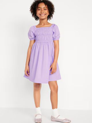 Printed Puff-Sleeve Smocked Dress for Girls | Old Navy (US)