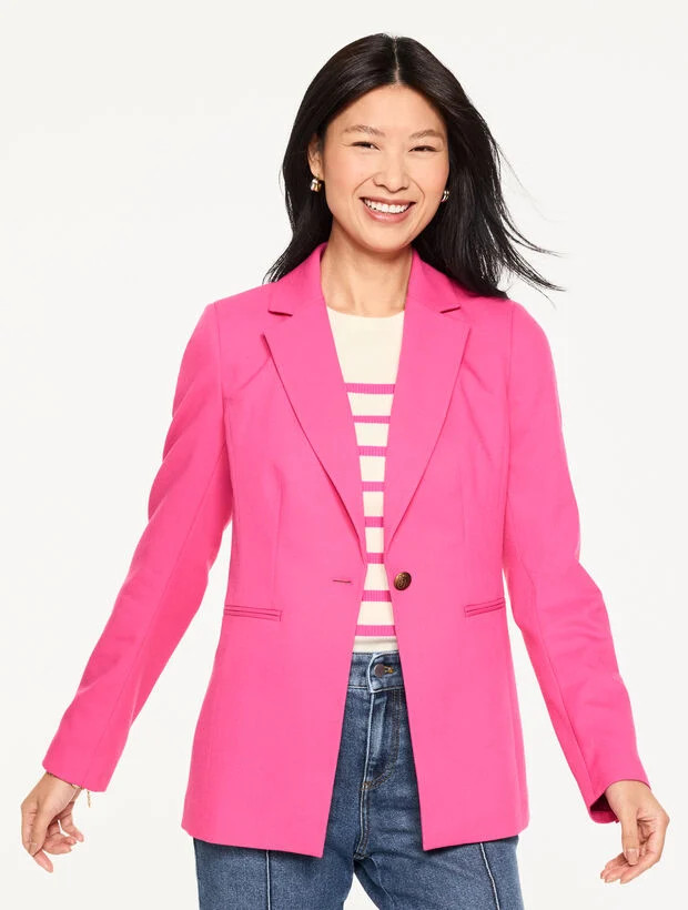 Single Button Twill Blazer | Talbots