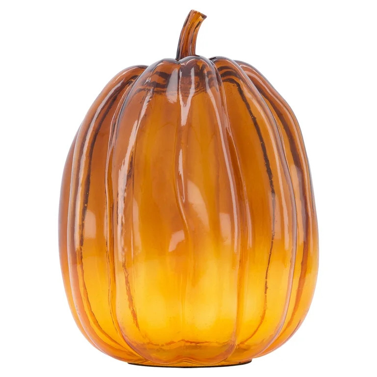 My Texas House Short Glass Pumpkin Tabletop Decoration, Orange, 9.5" | Walmart (US)