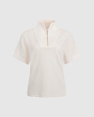 Splendid - Splendid x @Cellajaneblog Scubasoft Short Sleeve Quarter-Zip Sweatshirt - Porcelain | Splendid