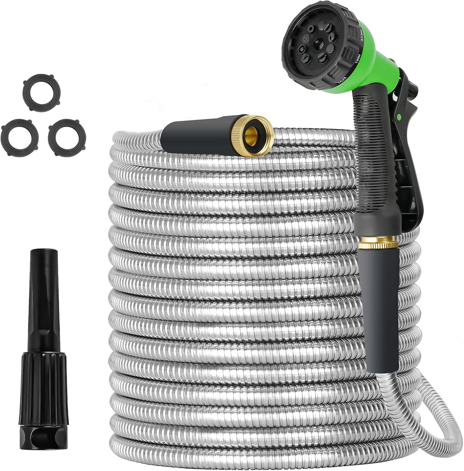 Amazon.com : TVKB Garden Hose 100ft Stainless Steel Water Hose Super Tough Flexible Water Pipe wi... | Amazon (US)