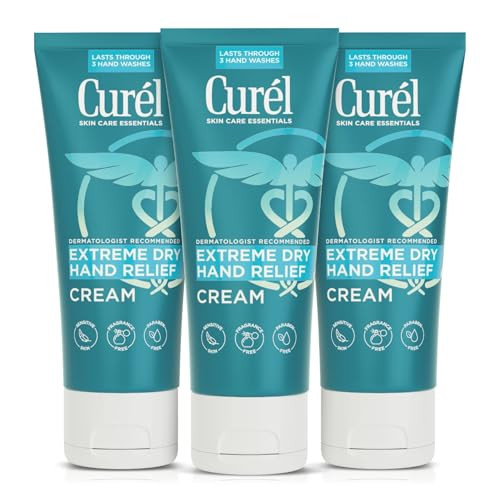 Curel Extreme Dry Hand Relief, Dermatologist Recommended, Long-Lasting Cream For Dry Hands, Paraben Free, Fragrance-Free Hand Lotion, 3 Oz, Pack of 3 | Amazon (US)