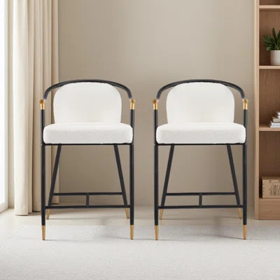 26" H Upholstered Counter Stool With Metal Frame (Set Of 2) | Wayfair North America