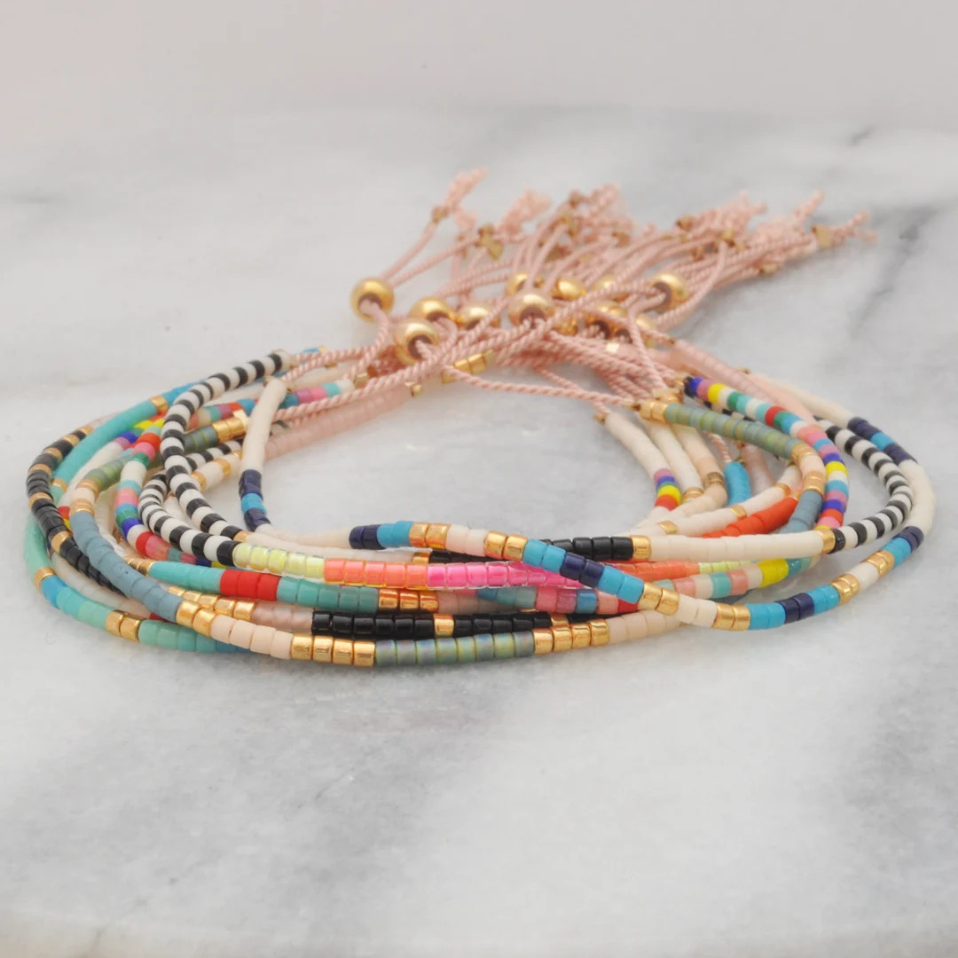 Tiny Beaded Bracelets, Adjustable String Bracelet, Seed Bead Bracelet,  Layering Bracelet, Friend... | Etsy (US)