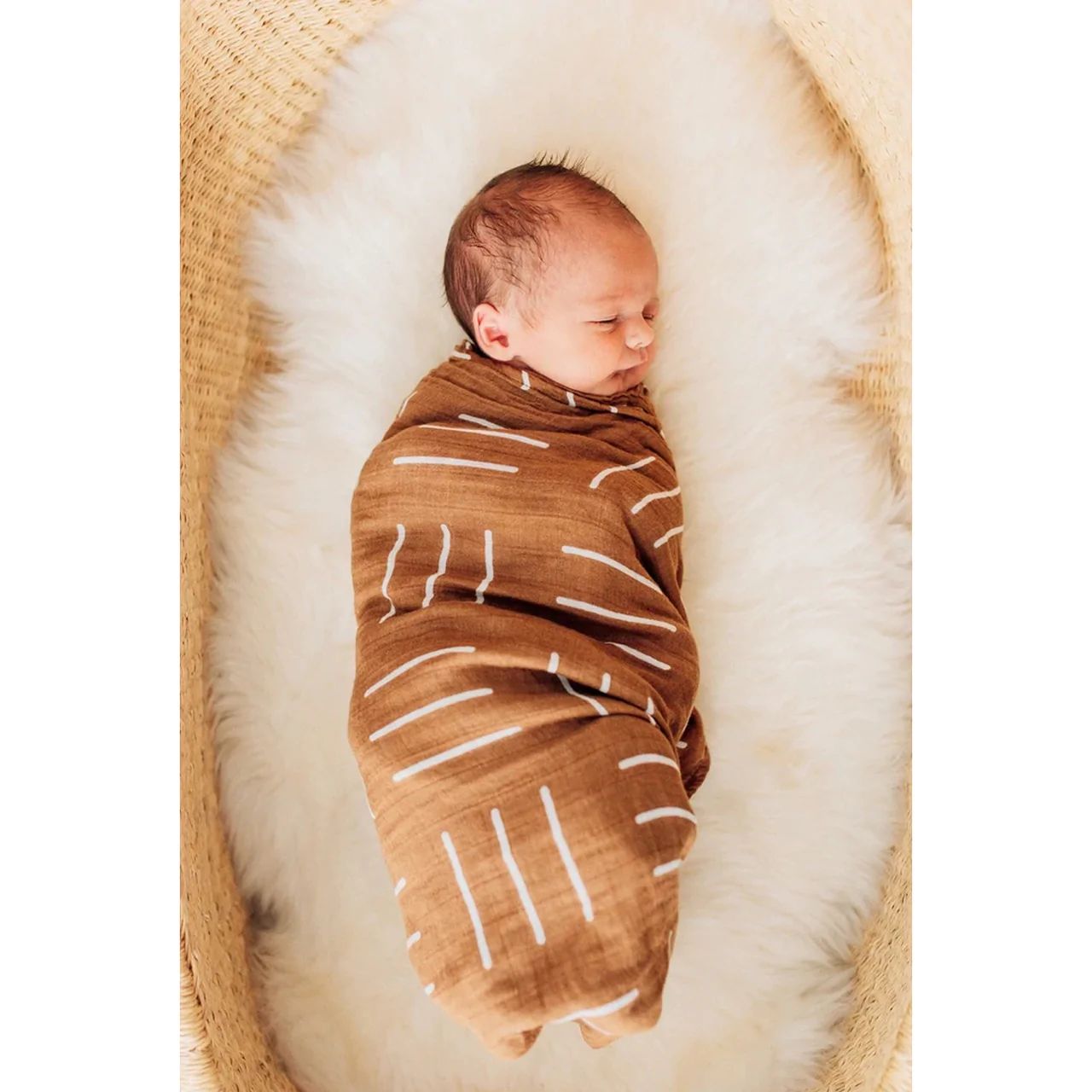 Muslin Swaddle, Cinnamon Mudcloth | SpearmintLOVE