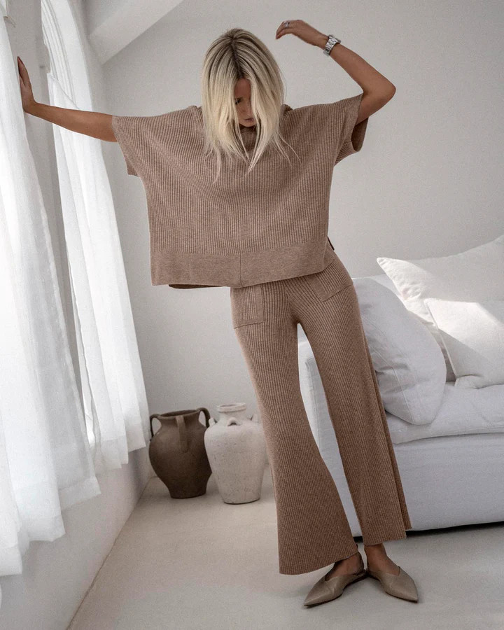 Georgie Cashblend Rib Short Sleeve Sweater | Splendid