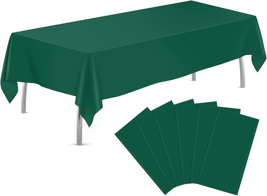 Dark Green 6 Pack Plastic Table Cloth 54" x 108", Disposable Tablecloths Rectangle Table Cover, P... | Amazon (US)