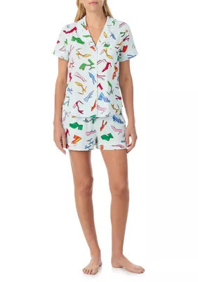 kate spade new york Women's Boxer and Short Sleeve Top Pajama Set, Large | Belk