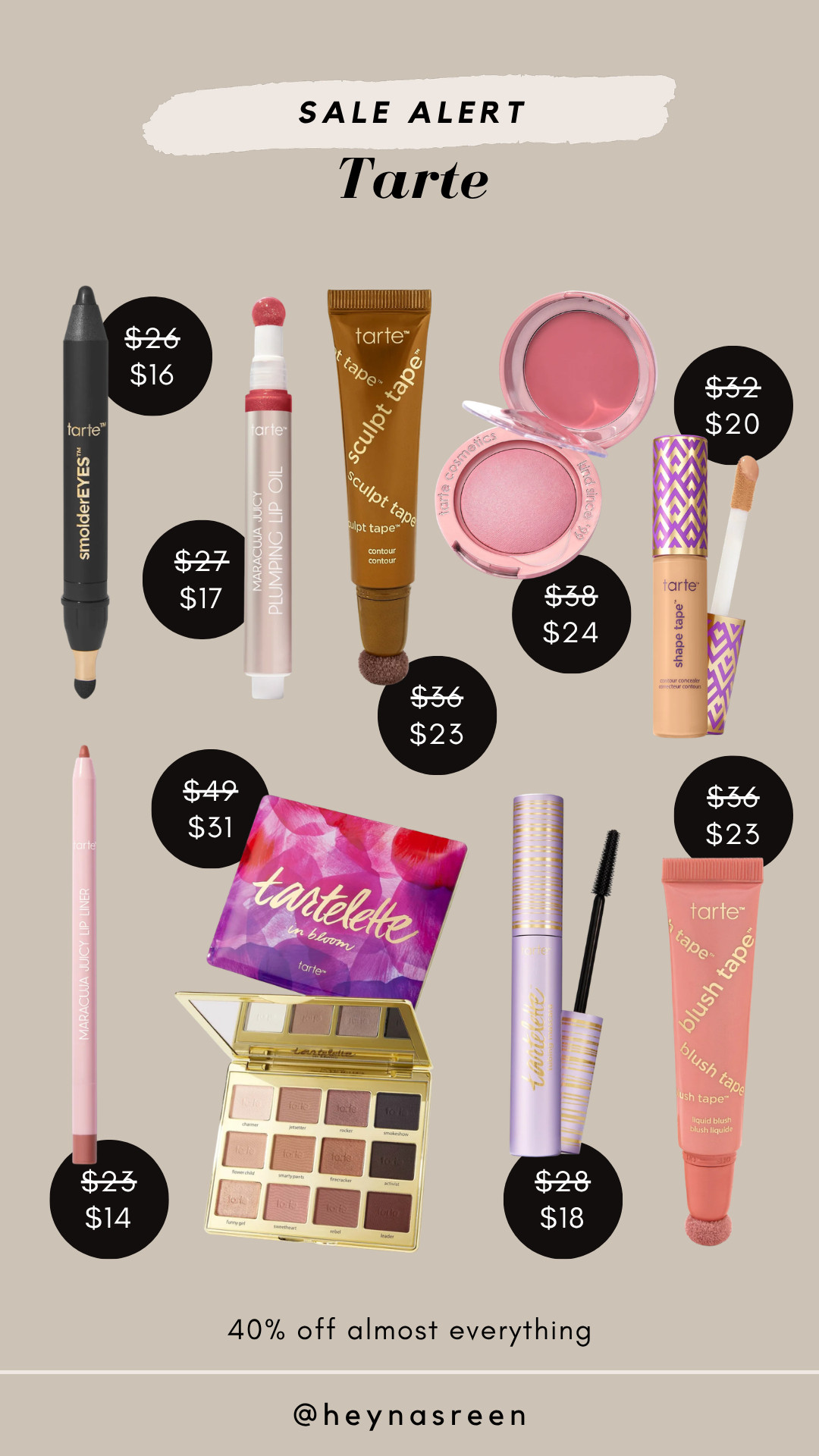 VIPs get 40% off almost everything at Tarte, and non members get 30% off!! Such a great deal!