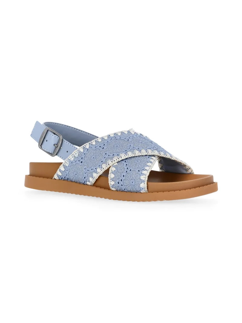 Wonder Nation Little & Big Girl Cross Sandals | Walmart (US)