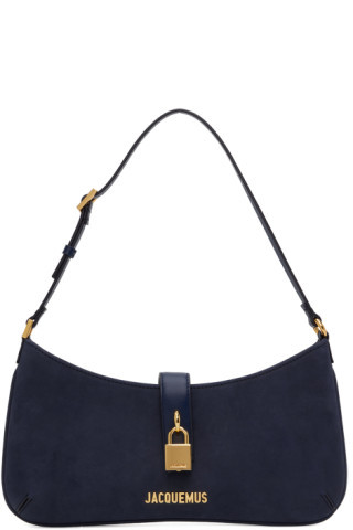 Navy Le Raphia 'Le Bisou Cadenas' Bag | SSENSE