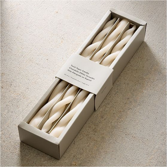 Double Twist Taper Candle, White, Set of 6 | West Elm (US)
