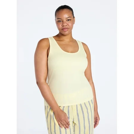 Joyspun Women s Ribbed Tank with Inner Bra Sizes XS-3X | Walmart (US)
