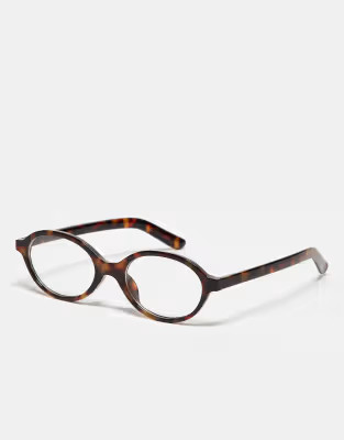Kaiia round slim oval clear lens glasses in tort | ASOS (Global)
