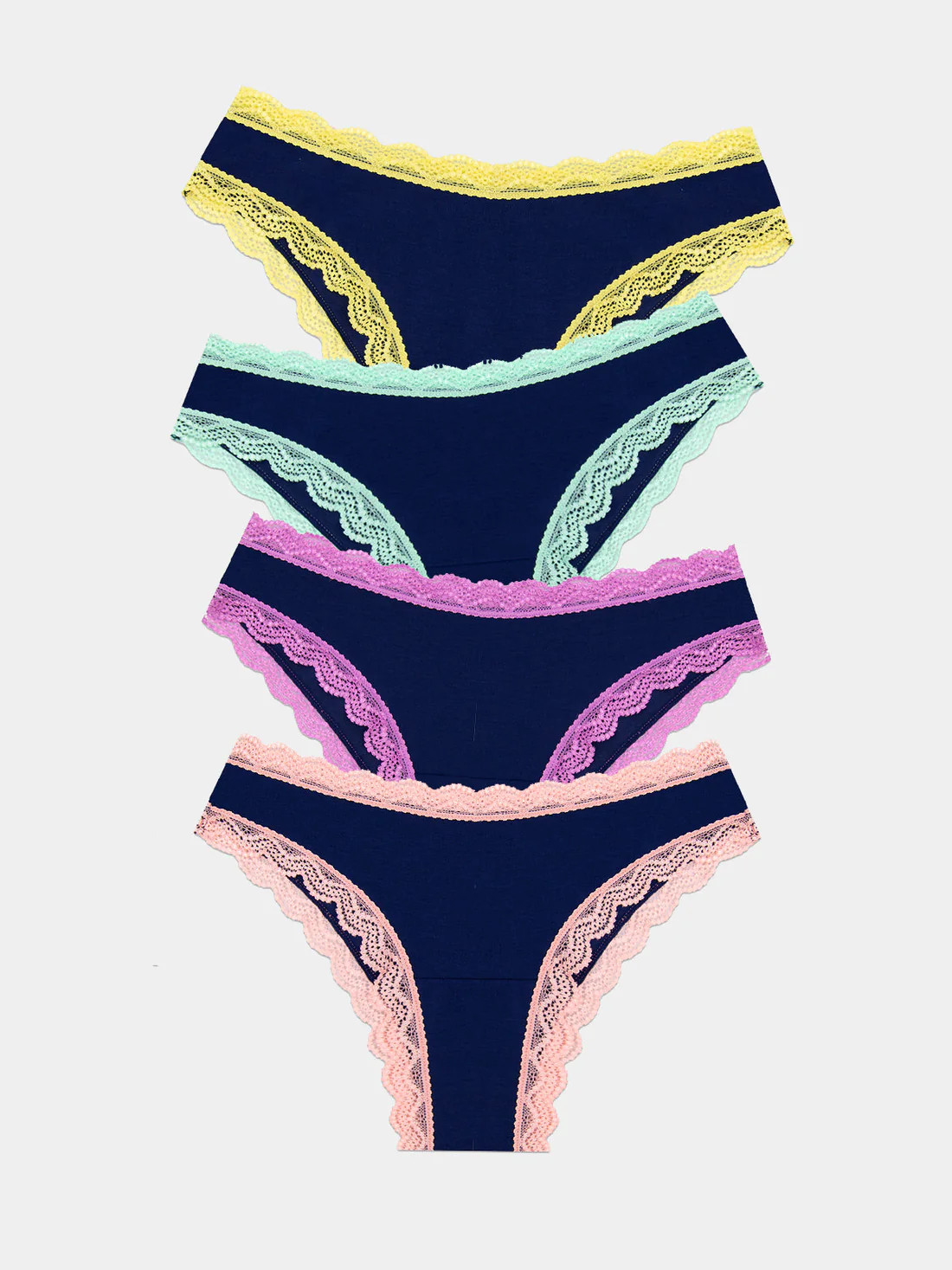 Brazilian Brief Four Pack - Navy Pastels | Sustainable TENCEL™ | Stripe and Stare