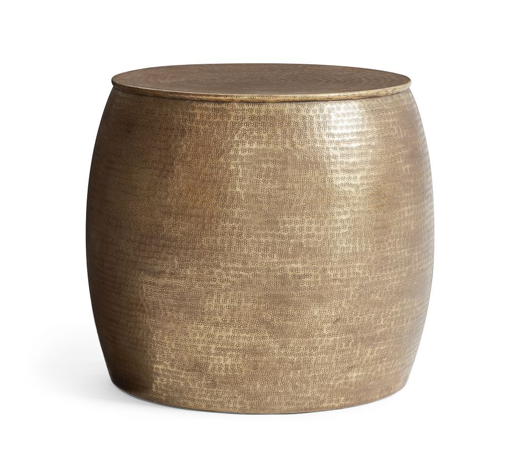 Bermuda Indoor/Outdoor Hammered Brass Side Table | Pottery Barn (US)