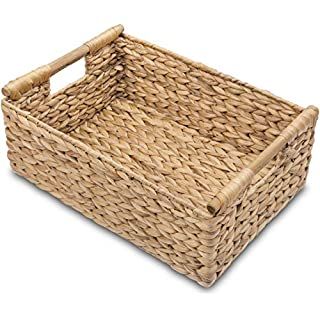 Storage Basket made by Water Hyacinth with Wood Handles, Arts and Crafts. (Medium) | Amazon (US)