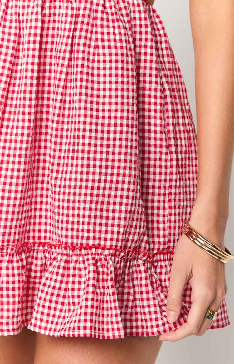 Oppolo Red Gingham Mini Dress | Beginning Boutique (US)