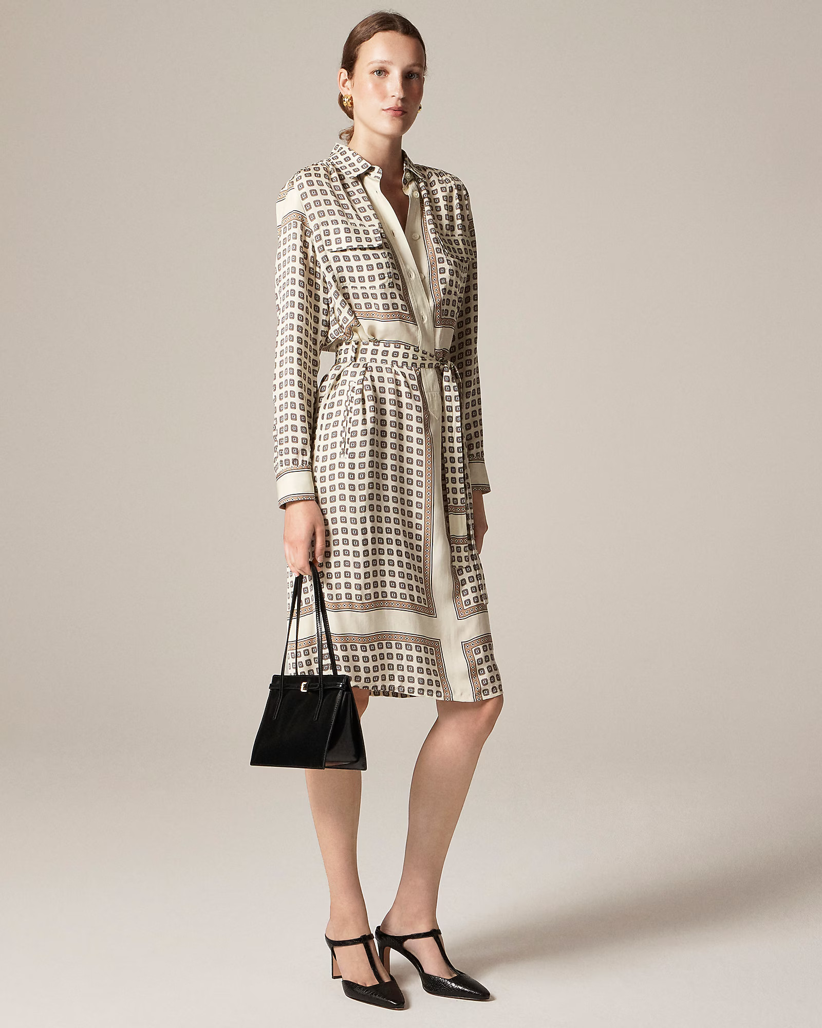 Tie-waist shirt-dress in foulard print | J. Crew US