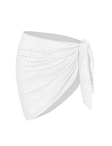 ZAFUL Sarong Coverups for Women Beach Vacation Floral Print Tie Side Bathing Suit Cover Up Mini Skirt(1-Cream, One Size) | Amazon (US)