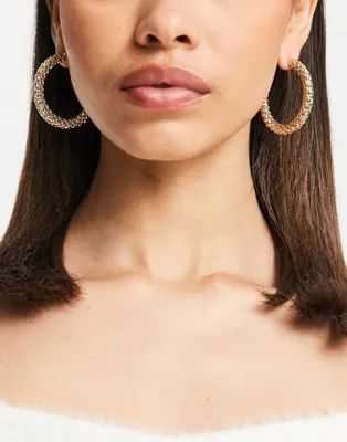 ASOS DESIGN hoop earrings in texture in gold tone | ASOS (Global)