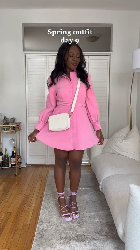 Pink dress, mini dress, denim dress, heeled sandals, minimal style, moodboard aesthetic, spring style, outfit inspiration, outfit ideas, spring outfit, outfit inspo, spring fashion, style inspo, get ready with me 

#LTKfit #LTKsalealert #LTKunder100