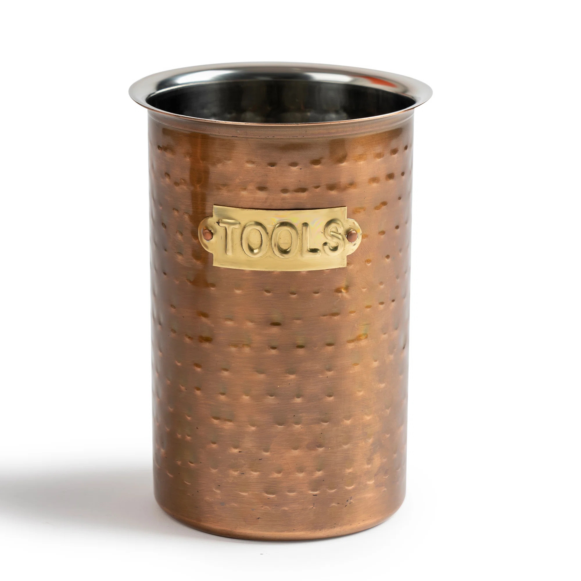 Williston Forge Nusteel Hammered Antique Copper Stainless Steel Tool Caddy, Flatware Caddy Organi... | Wayfair North America