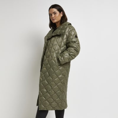 Plus green longline padded coat | River Island (UK & IE)