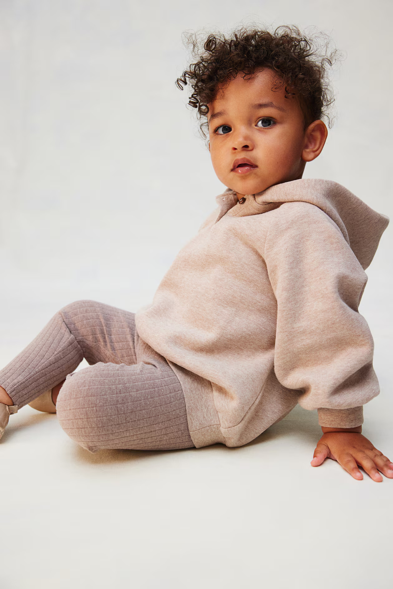 2-piece Cotton Set - Regular waist - Long sleeve - Beige - Kids | H&M US | H&M (US + CA)
