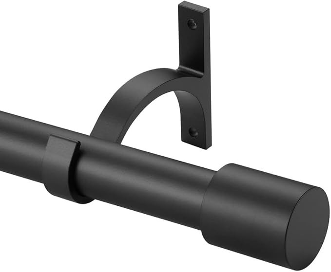 Matte Black Decorative Curtain Rods 28-50" with Cap Finials, Adjustable 1-Inch Window Treatment R... | Amazon (US)