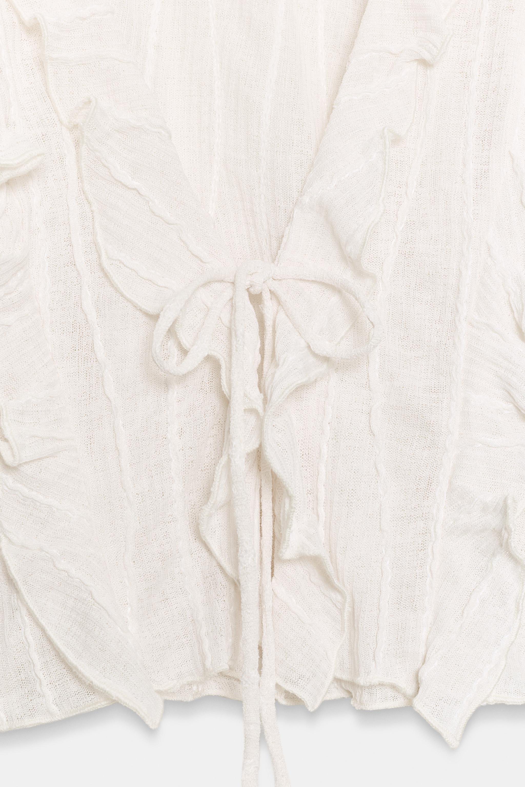 RUFFLED TIE-FRONT CROP TOP | Zara UK