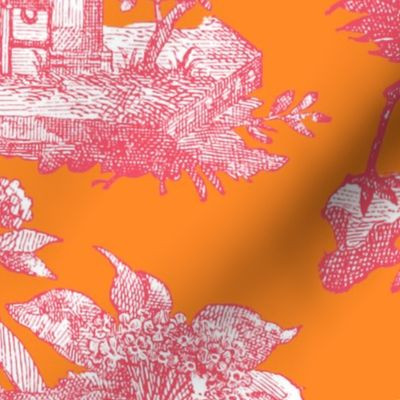 Chinoiserie Toile ~ Orangerie  and Poissy   Fabric bypeacoquettedesigns | Spoonflower