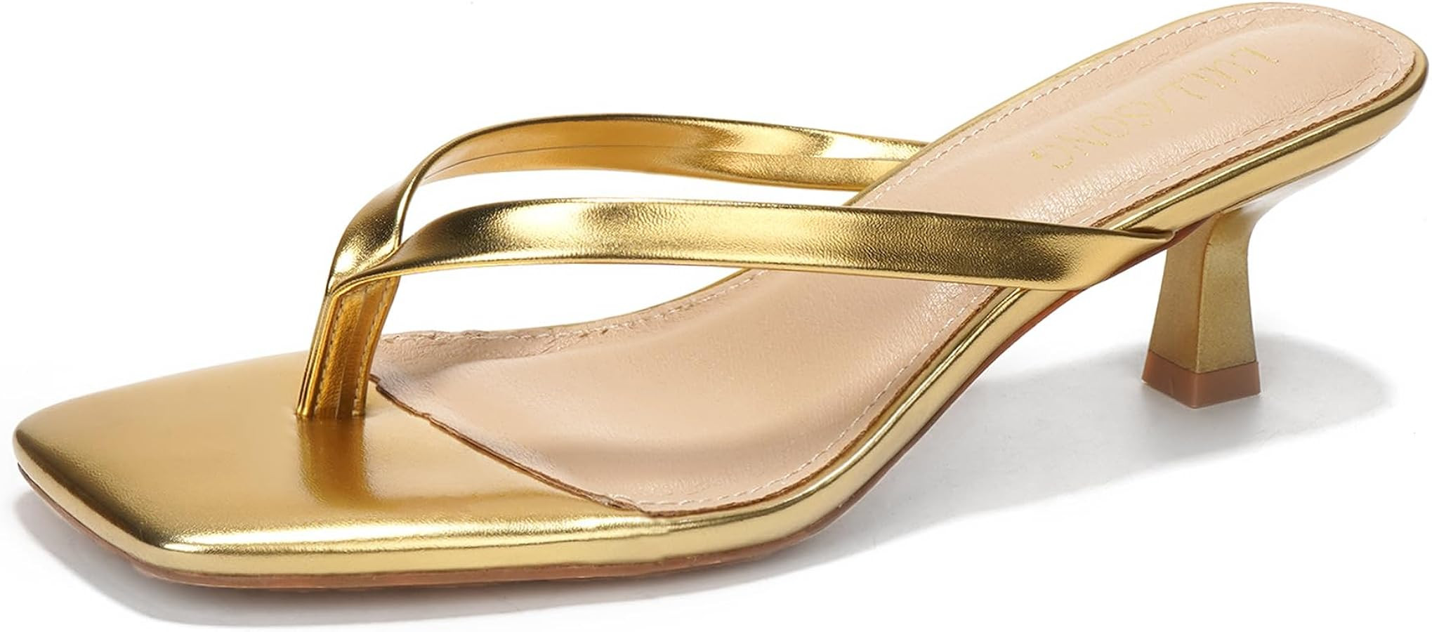 Women's Kitten Heels Sandals Square Open Toe Flip Flop Heels 1.8-2 Inch Heeled Sandals for Women | Amazon (US)